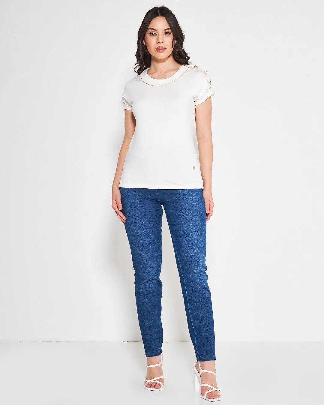 T-shirt con cup sleeves Bianco DORABELLA