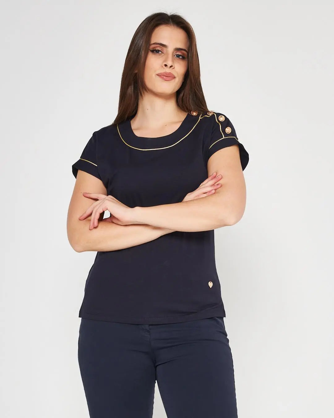 T-shirt con cup sleeves Blu DORABELLA