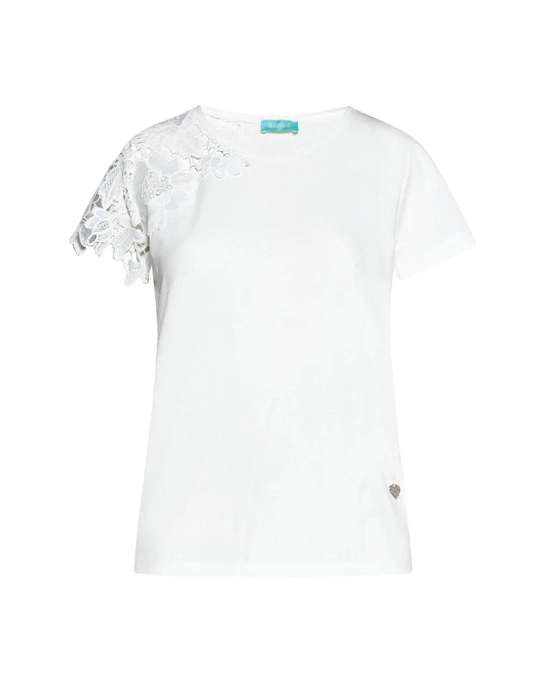 T-shirt con dettaglio in macramé WHITE DORABELLA XL