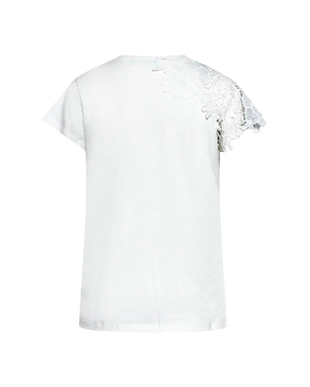 T-shirt con dettaglio in macramé WHITE DORABELLA