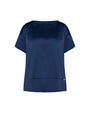 T-shirt con scollo a barca in raso elasticizzato con retro in jersey BLU DORABELLA