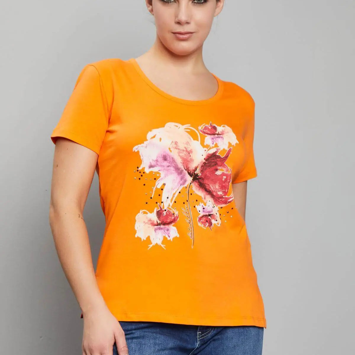 T-shirt con stampa fiori ARANCIO DORABELLA PIU' XL