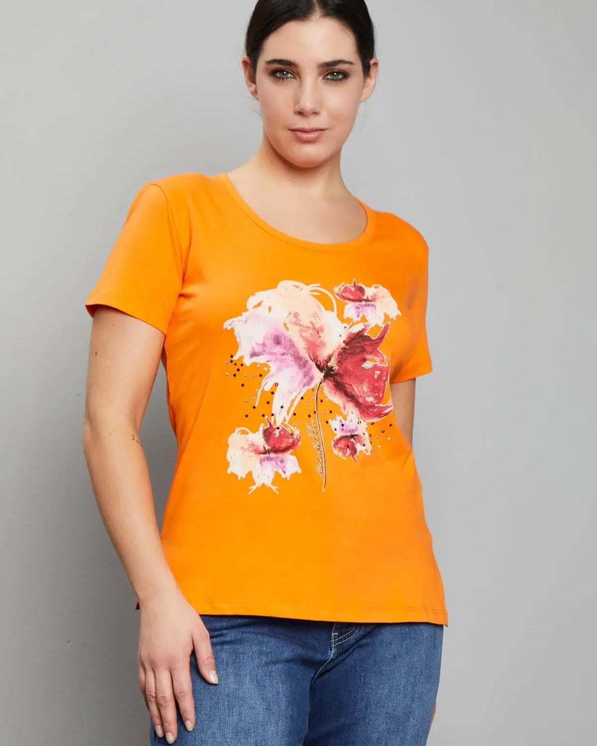 T-shirt con stampa fiori ARANCIO DORABELLA PIU' XL