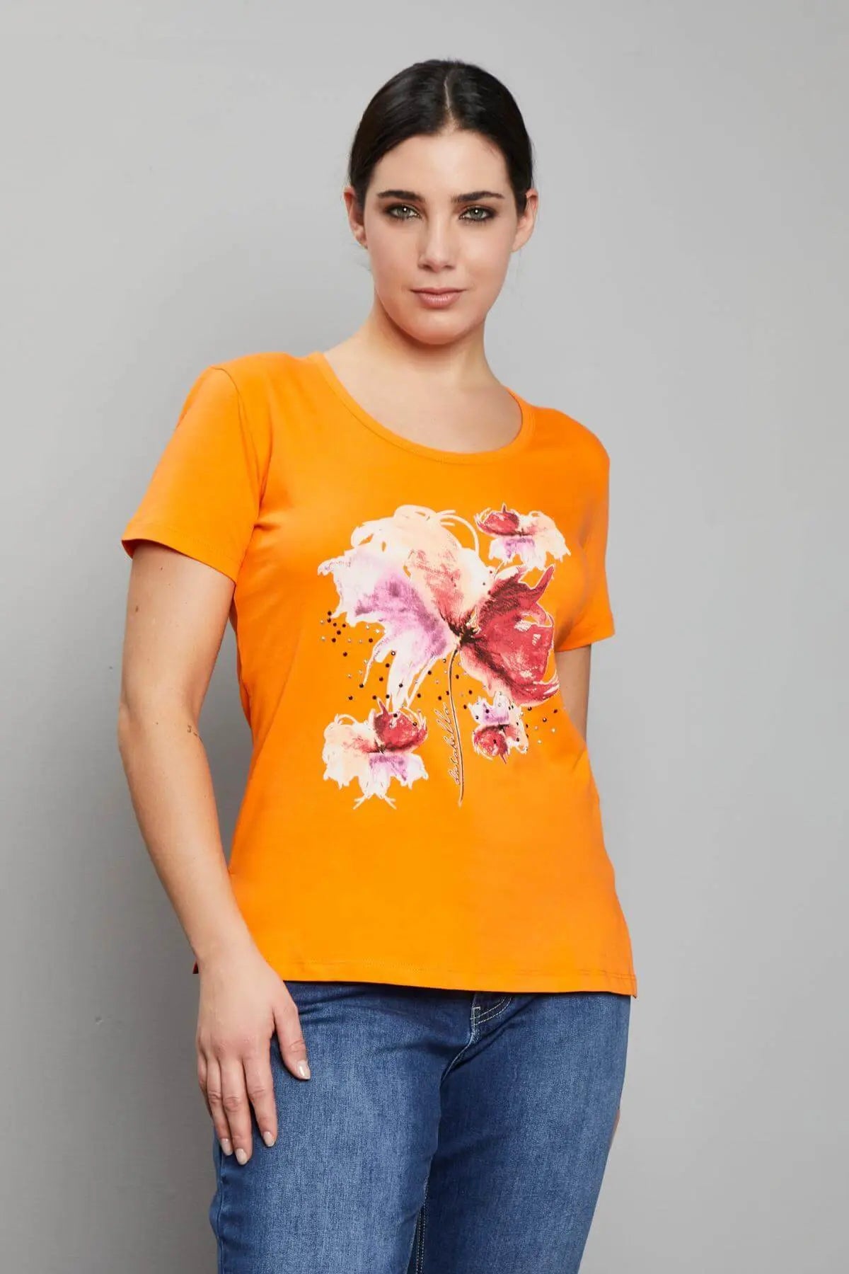 T-shirt con stampa fiori ARANCIO DORABELLA PIU' XL
