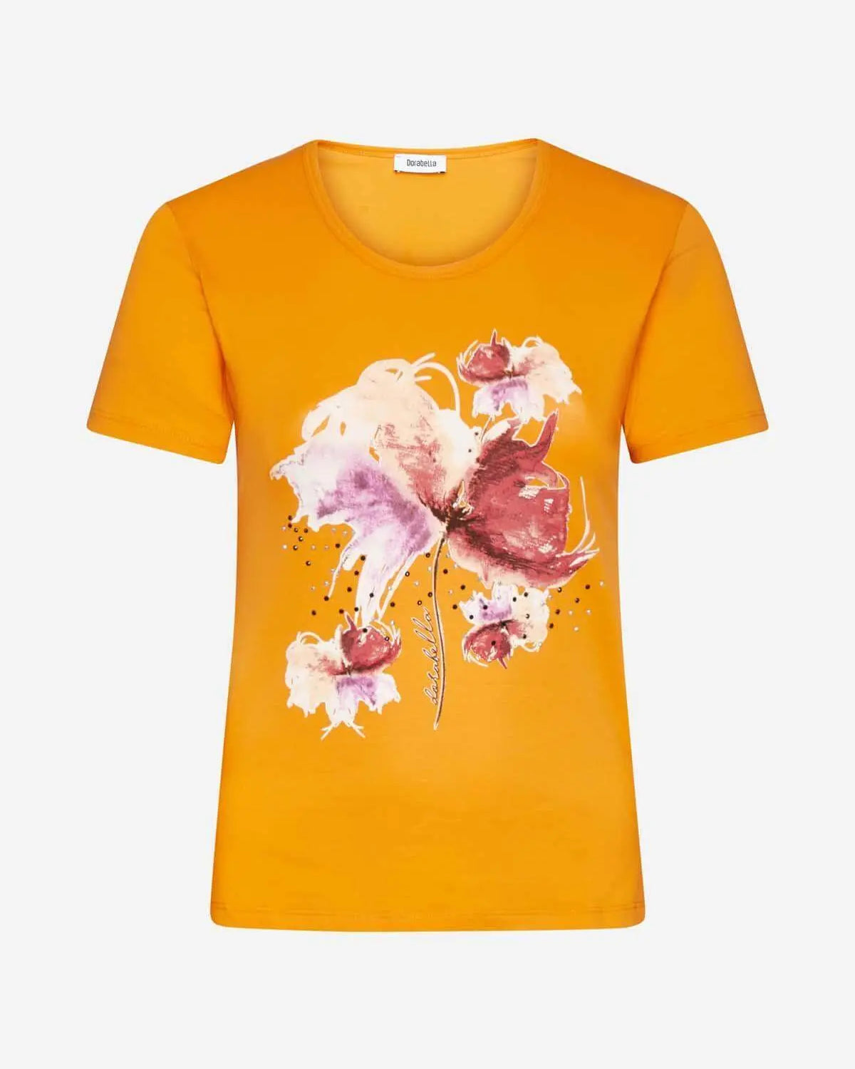 T-shirt con stampa fiori ARANCIO DORABELLA PIU'