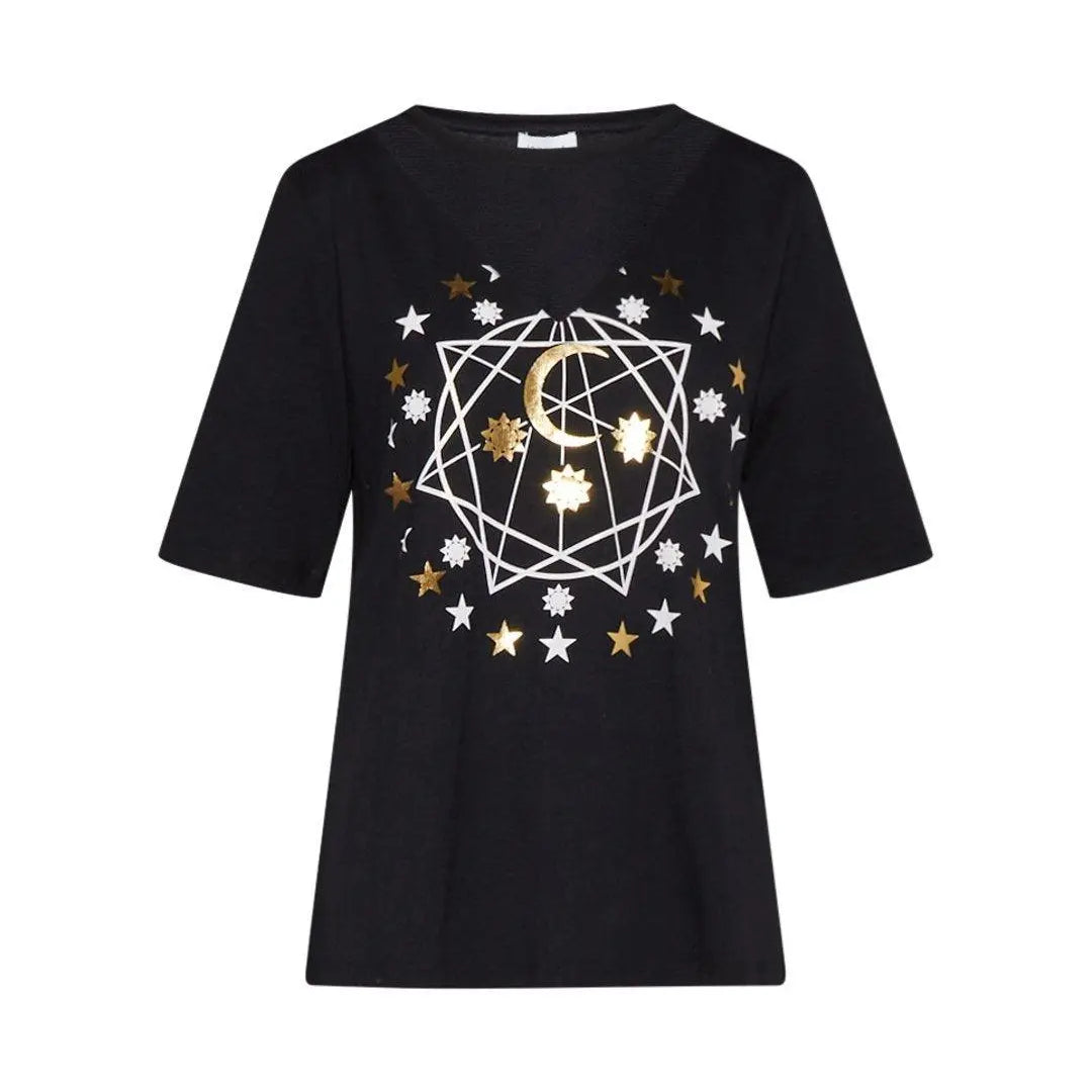 T-shirt con stampa stelle NERO IRONICA XL