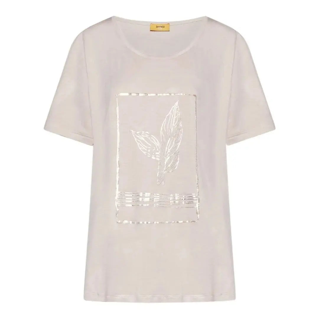 T-shirt foglia BEIGE-ORO DORABELLA PIU' XL