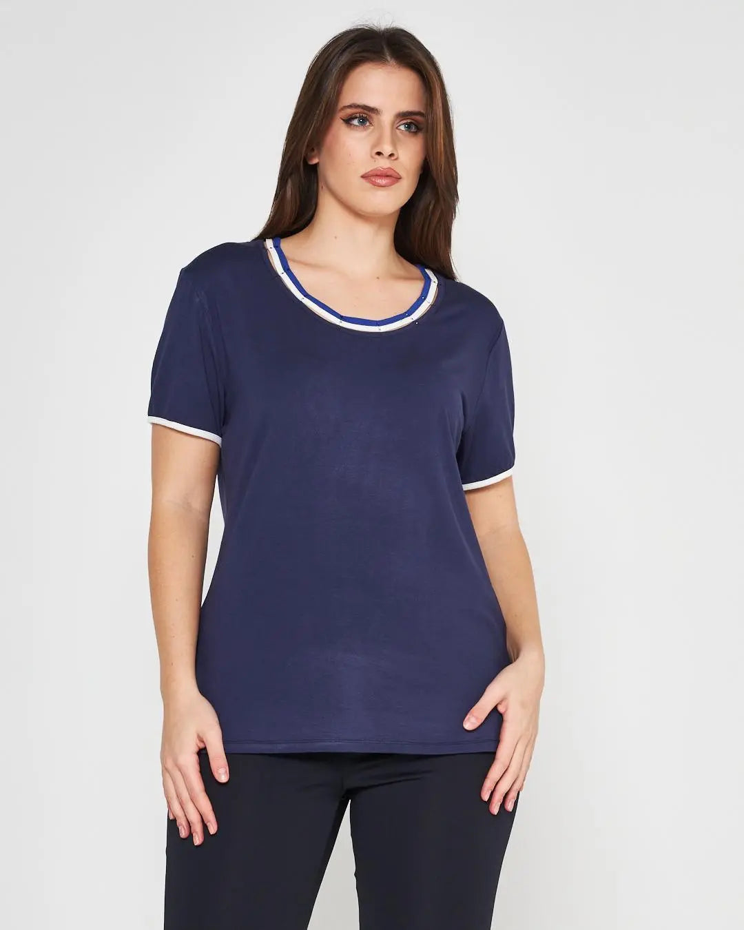 T-shirt girocollo BLUE NAVY DORABELLA PIU' XXXL