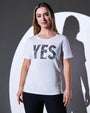 T-shirt girocollo in jersey di cotone elasticizzato con slogan in paillettes BIANCO DORABELLA XL