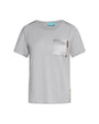 T-shirt girocollo in jersey di viscosa elasticizzata con taschino in raso con micro catene GREY DORABELLA