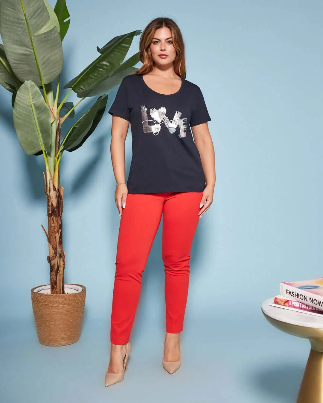 T-shirt in jersey di cotone elasticizzato con stampa LOVE BLU DORABELLA