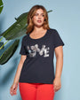 T-shirt in jersey di cotone elasticizzato con stampa LOVE BLU DORABELLA