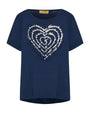 T-shirt in jersey di viscosa elasticizzata con stampa cuore BLU DORABELLA PIU'