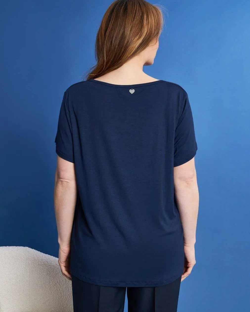 T-shirt in jersey di viscosa elasticizzata con stampa cuore BLU DORABELLA PIU'