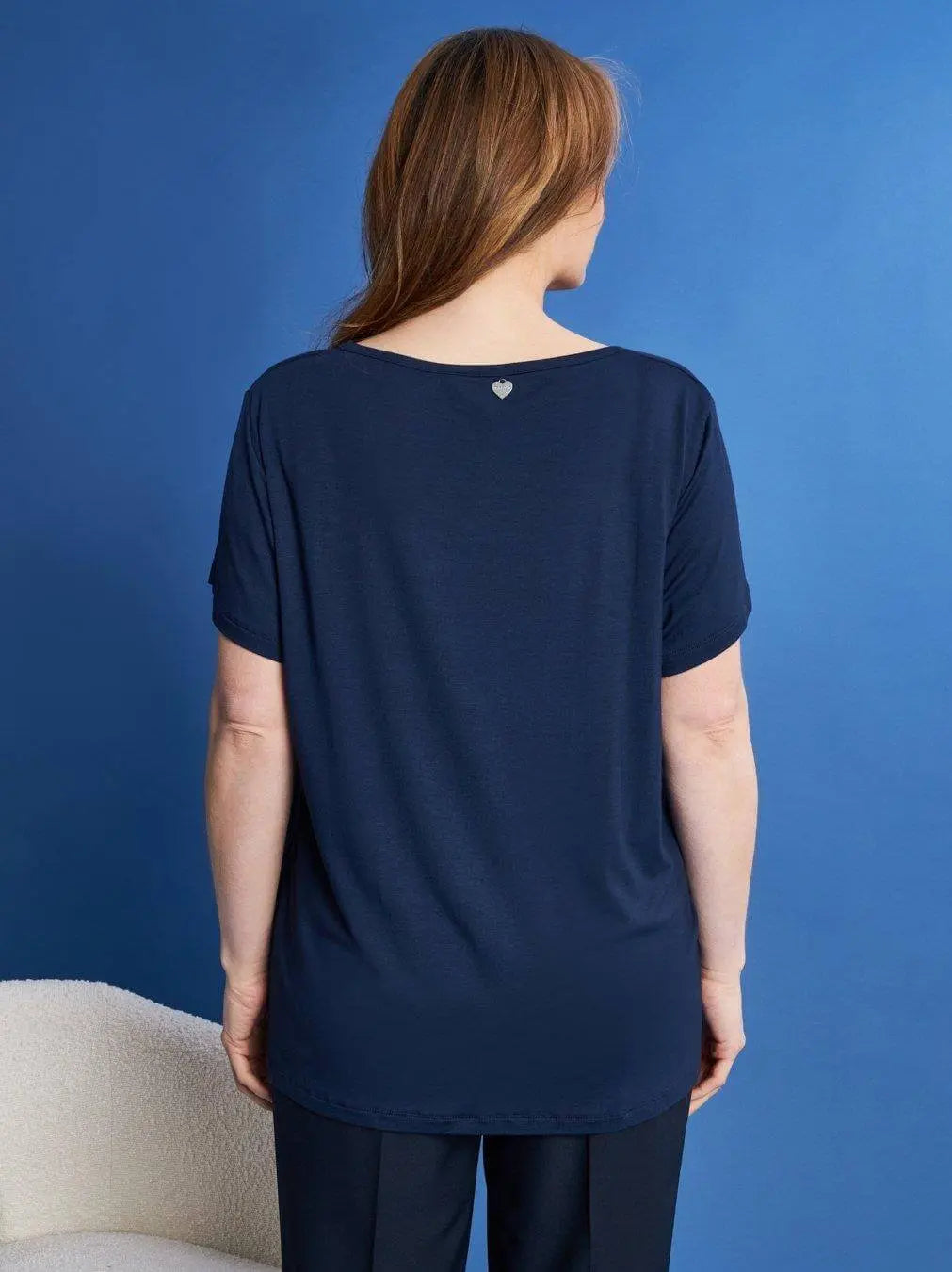 T-shirt in jersey di viscosa elasticizzata con stampa cuore BLU DORABELLA PIU'