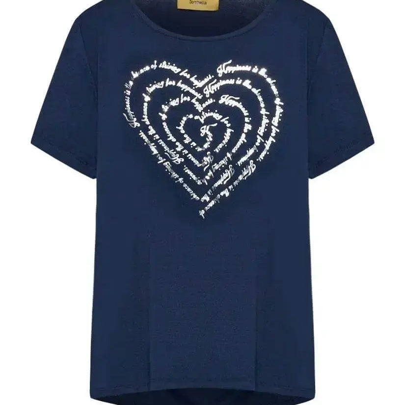 T-shirt in jersey di viscosa elasticizzata con stampa cuore BLU DORABELLA PIU'
