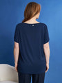 T-shirt in jersey di viscosa elasticizzata con stampa cuore BLU DORABELLA PIU'