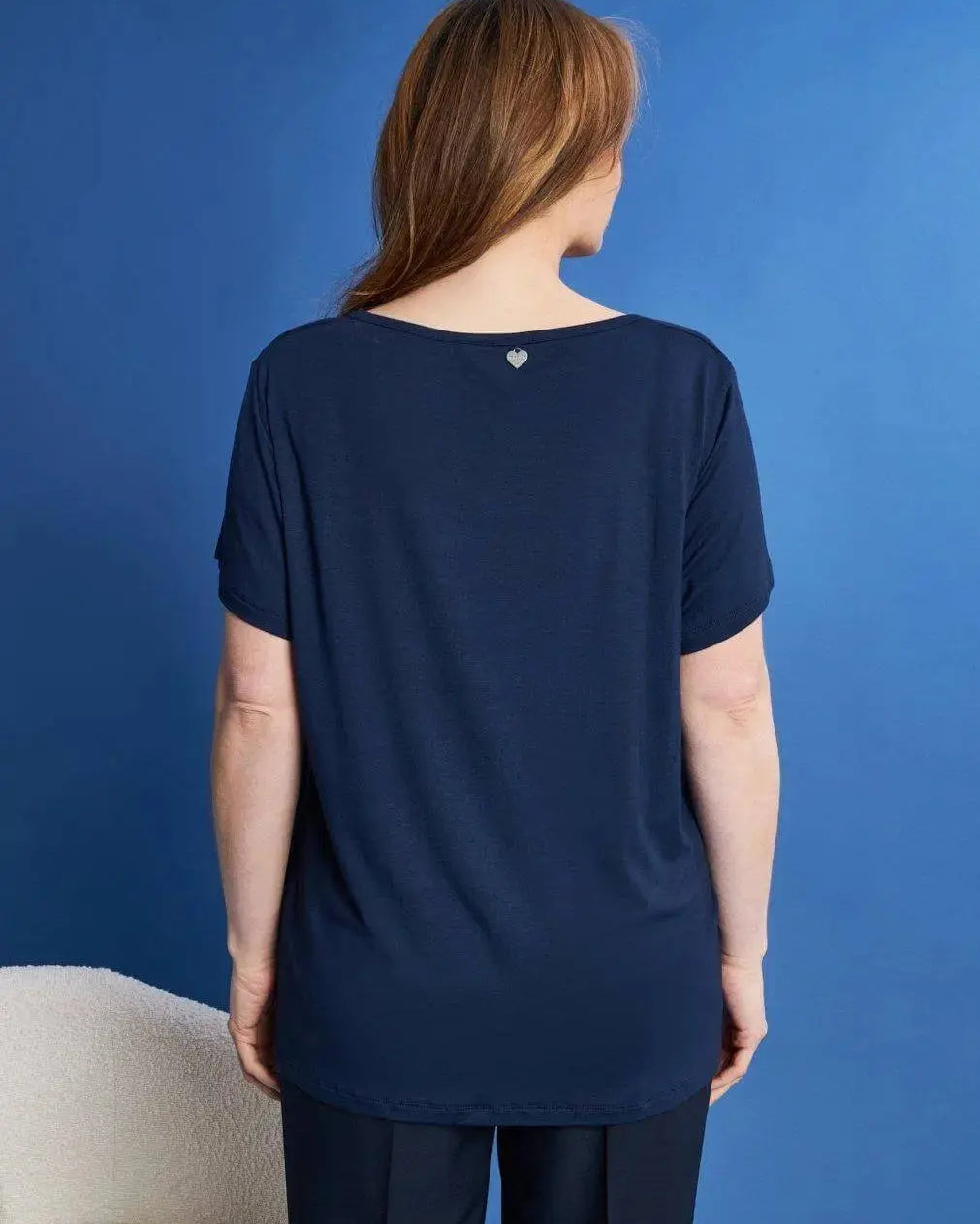 T-shirt in jersey di viscosa elasticizzata con stampa cuore BLU DORABELLA PIU'