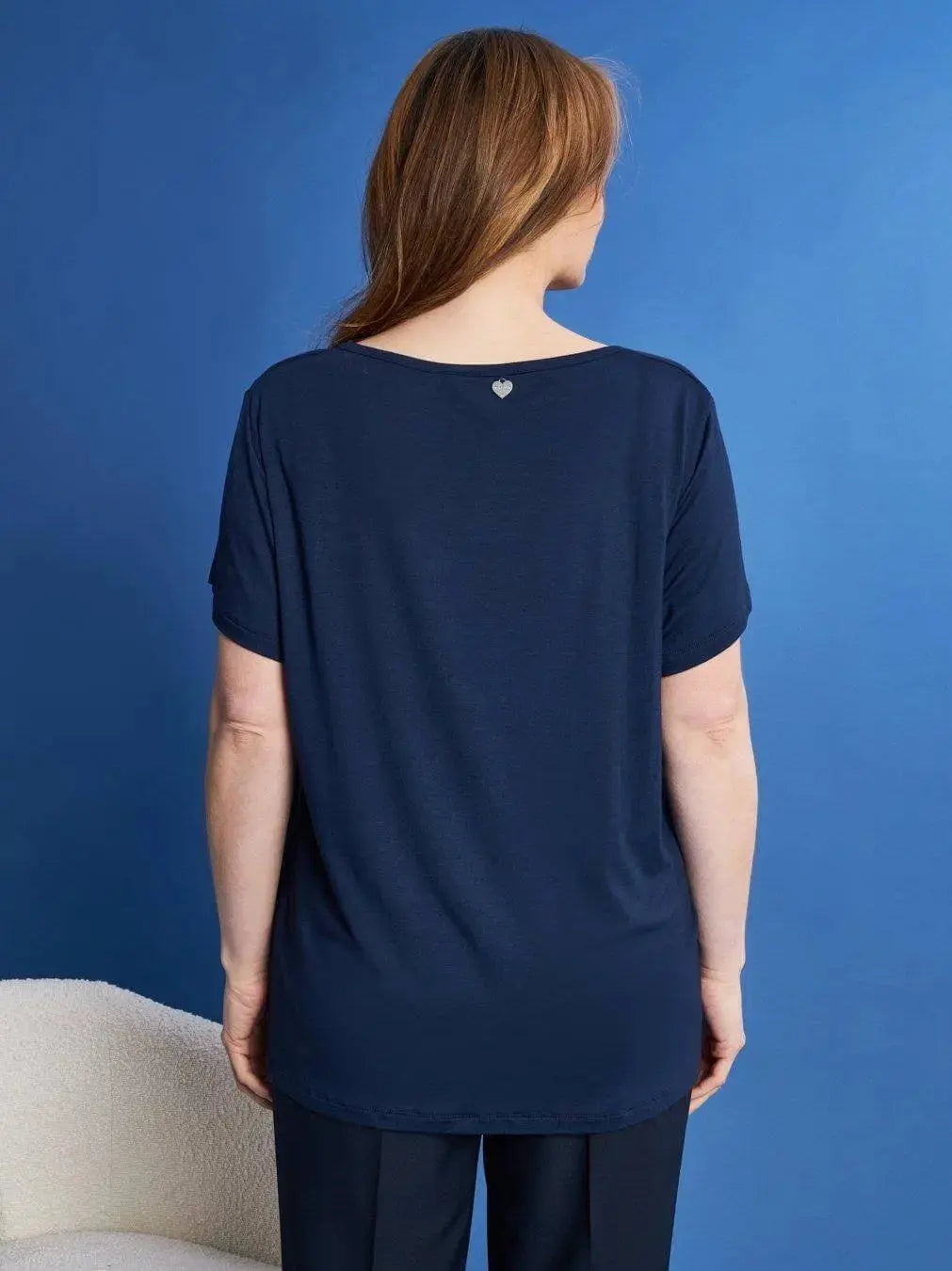 T-shirt in jersey di viscosa elasticizzata con stampa cuore BLU DORABELLA PIU'