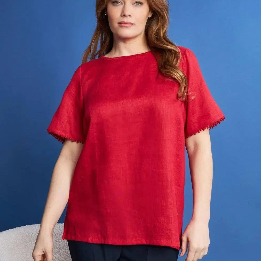 T-shirt in lino con retro in jersey melange e passamaneria applicata RED DORABELLA PIU' XXXL