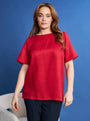 T-shirt in lino con retro in jersey melange e passamaneria applicata RED DORABELLA PIU' XXXL