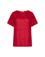 T-shirt in lino con retro in jersey melange e passamaneria applicata RED DORABELLA PIU'