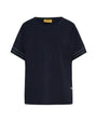 T-shirt kimono in jersey di cotone elasticizzato con micro catene BLU DORABELLA PIU'