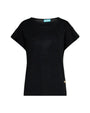 T-shirt kimono in jersey di viscosa elasticizzata con pizzo sulle spalle BLACK DORABELLA