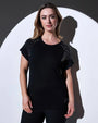 T-shirt kimono in jersey di viscosa elasticizzata con strass sulle spalle BLACK DORABELLA XXL