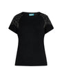 T-shirt kimono in jersey di viscosa elasticizzata con strass sulle spalle BLACK DORABELLA