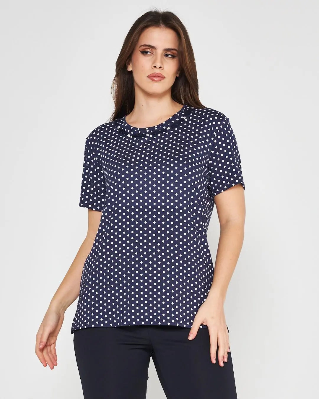T-shirt pois BLUE NAVY DORABELLA PIU'