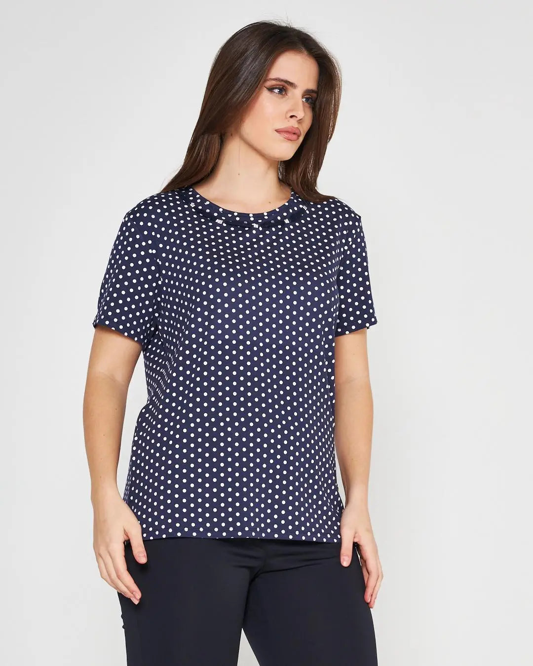 T-shirt pois BLUE NAVY DORABELLA PIU'