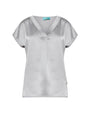 T-shirt scollo a V in raso con retro in jersey elasticizzato GREY DORABELLA