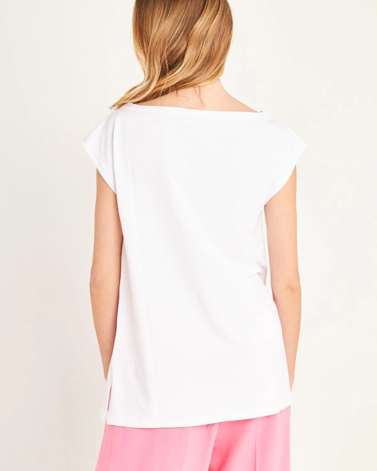 T-shirt scollo a barca BIANCO IRONICA