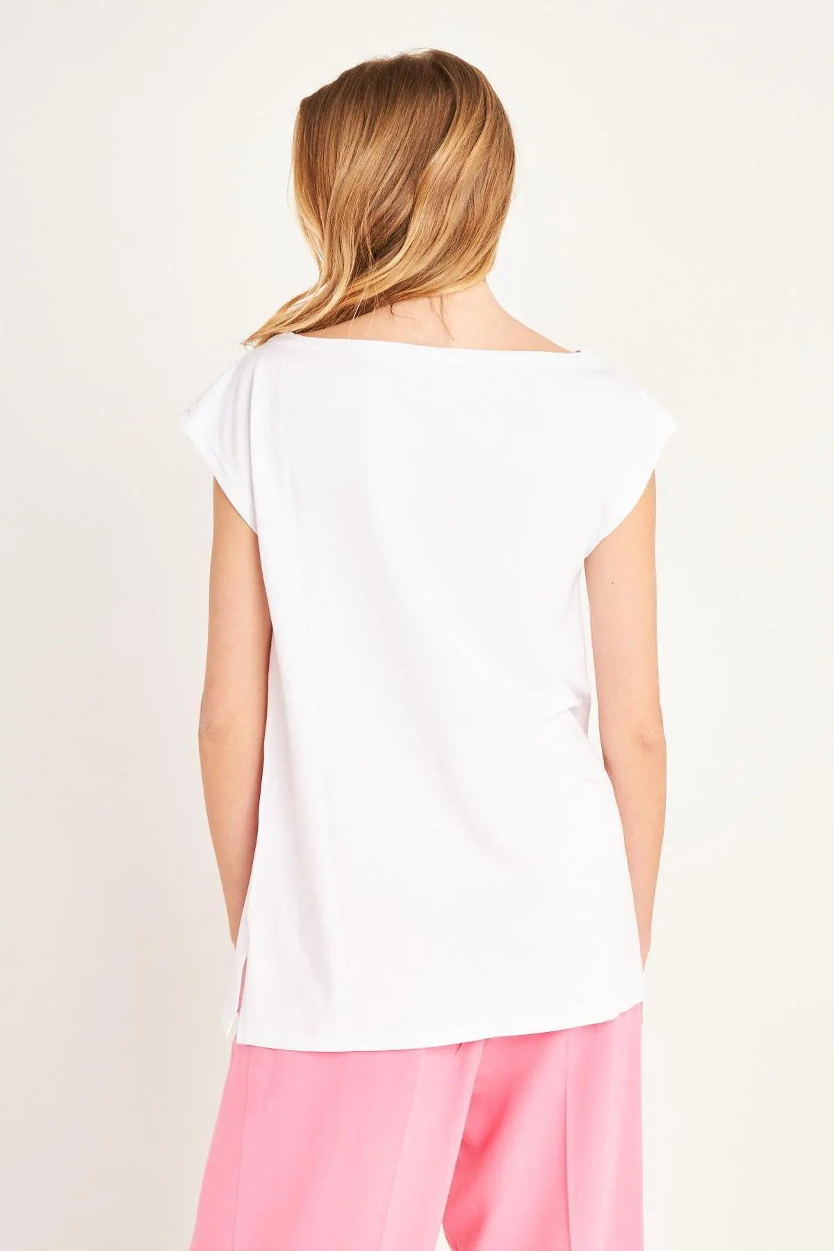 T-shirt scollo a barca BIANCO IRONICA