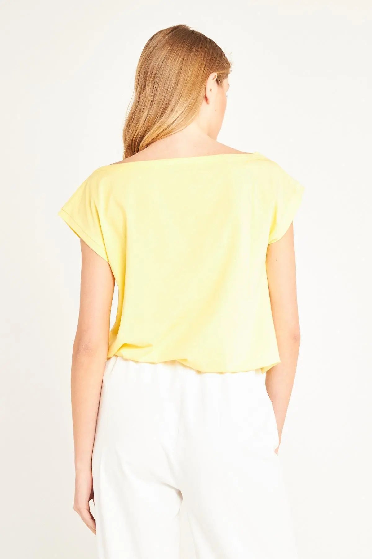 T-shirt scollo a barca GIALLO IRONICA