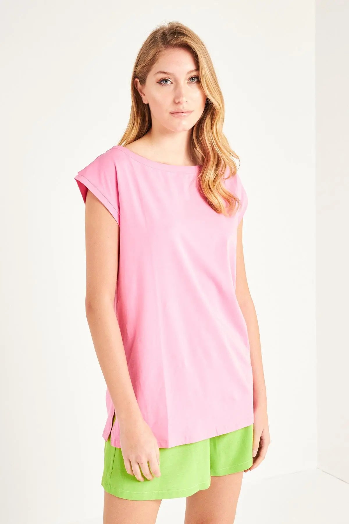 T-shirt scollo a barca ROSA BUBBLE IRONICA