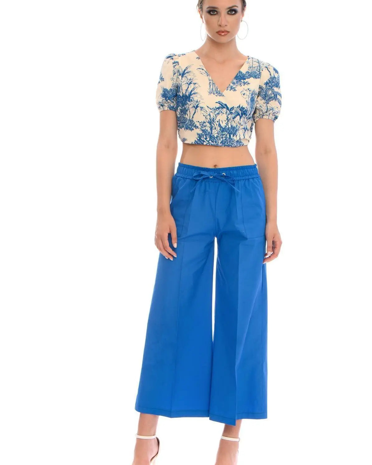 Top crop LIGHT BEIGE - BLU IRONICA