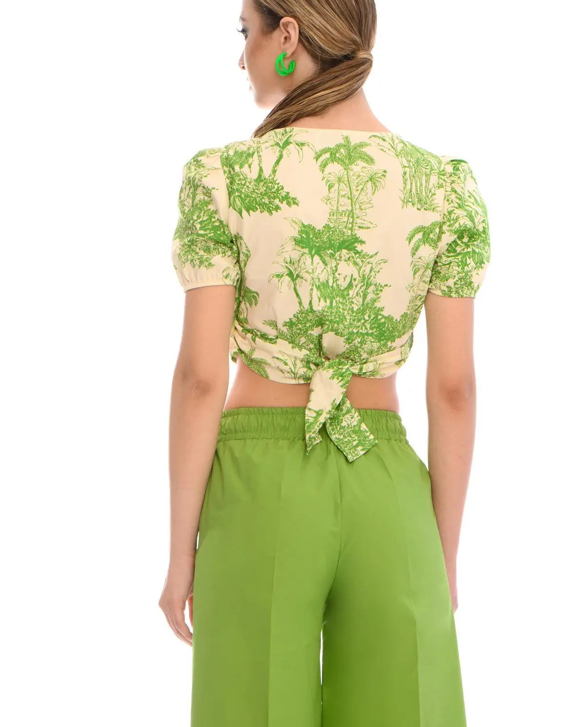 Top crop LIGHT BEIGE - VERDE PISTACCHIO IRONICA