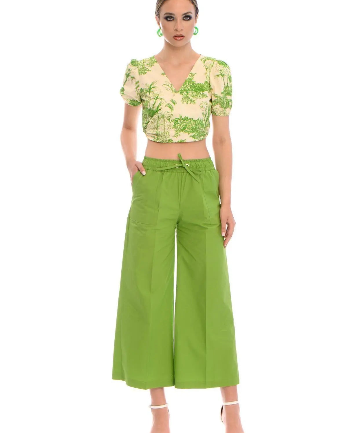 Top crop LIGHT BEIGE - VERDE PISTACCHIO IRONICA