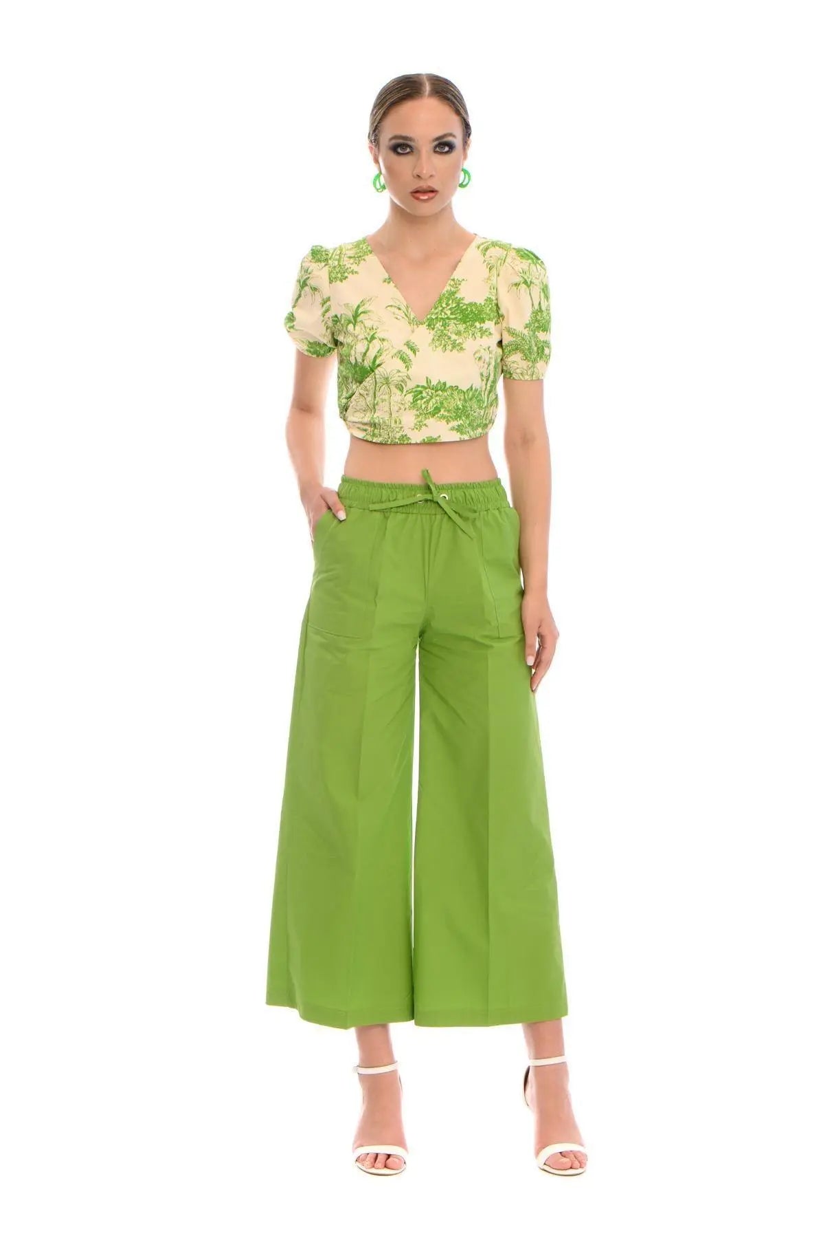 Top crop LIGHT BEIGE - VERDE PISTACCHIO IRONICA