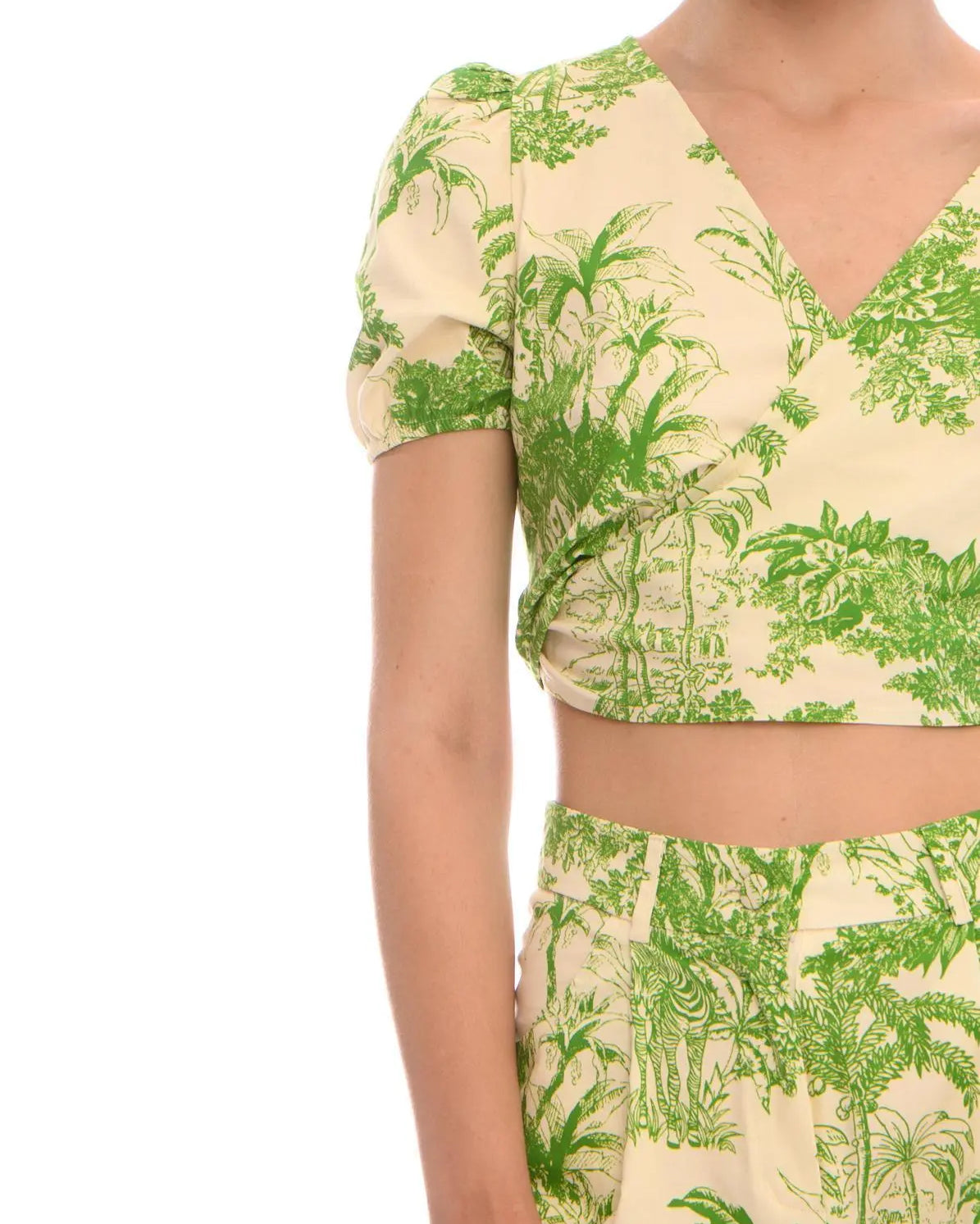 Top crop LIGHT BEIGE - VERDE PISTACCHIO IRONICA