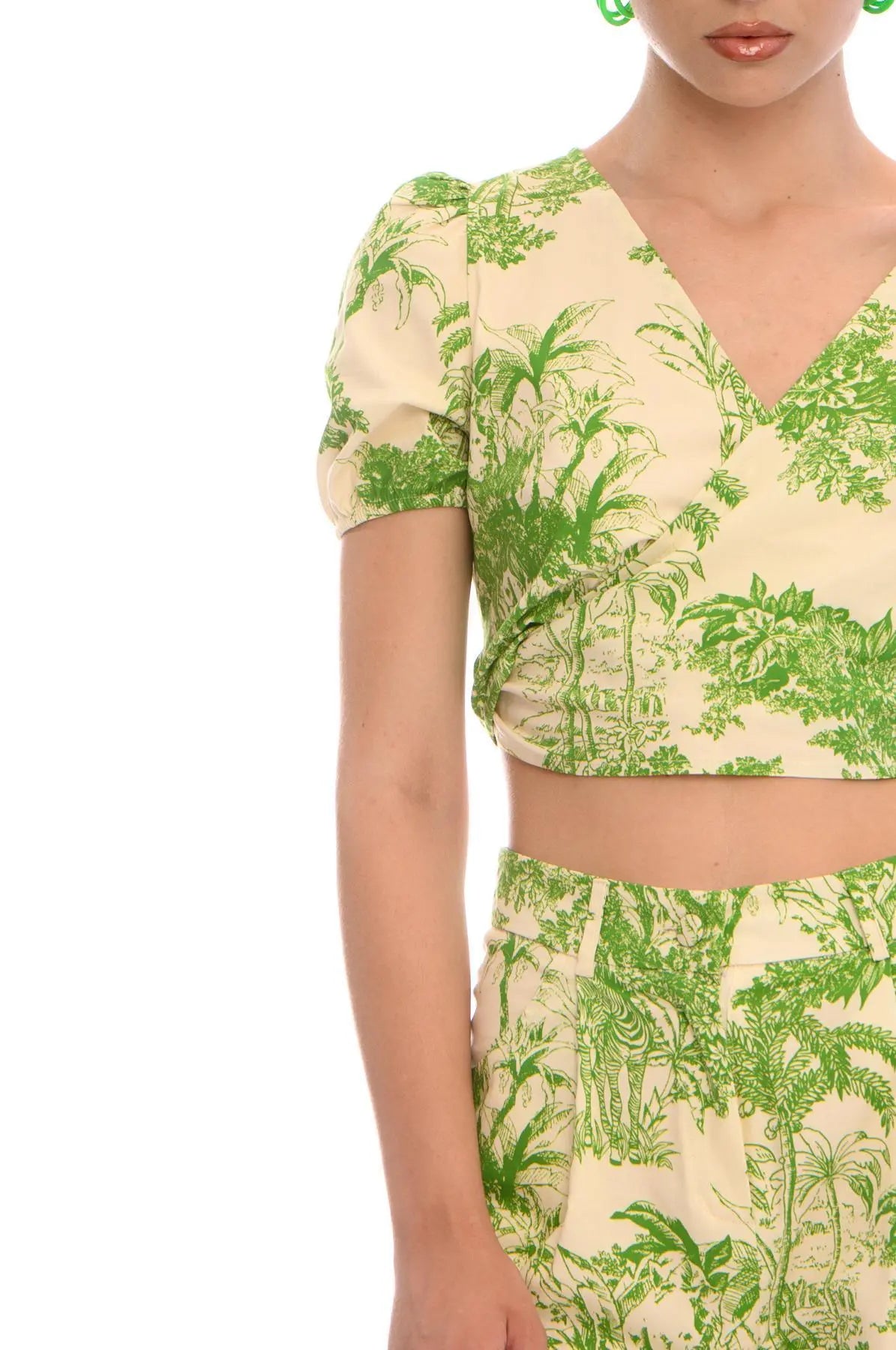 Top crop LIGHT BEIGE - VERDE PISTACCHIO IRONICA