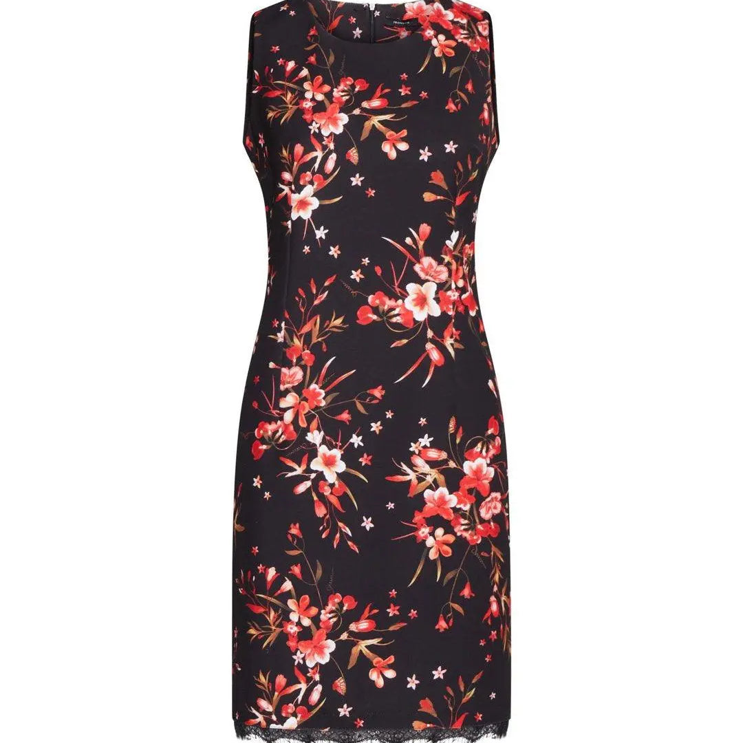 Tubino fantasia floreale NERO-ROSSO IRONICA 50