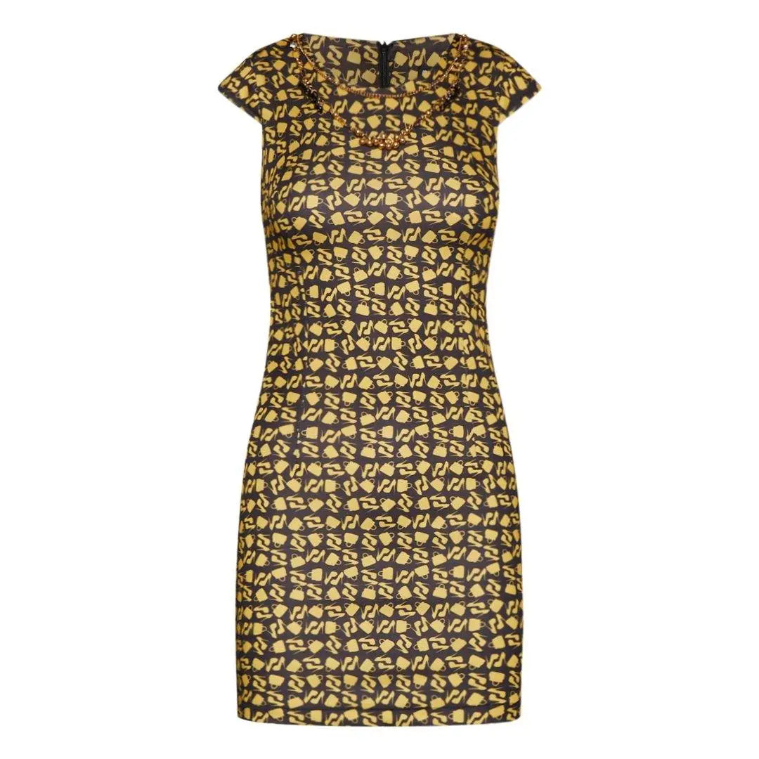 Tubino stampa fashion NERO-OCRA IRONICA 48