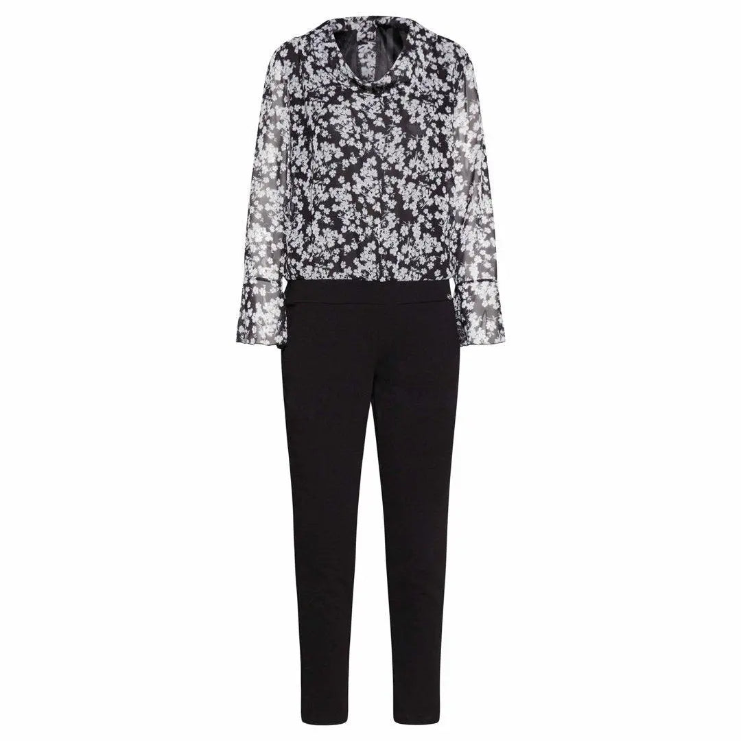 Tuta fantasia floreale NERO-PANNA IRONICA