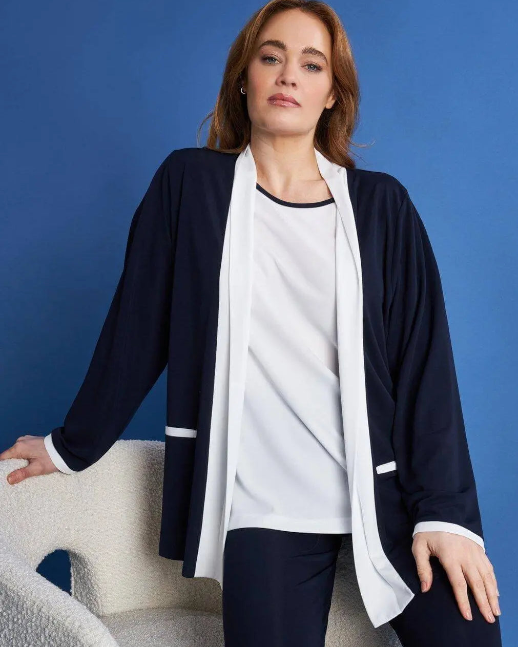 Twin set in jersey elasticizzato con profili a contrasto BLU DORABELLA PIU' 49