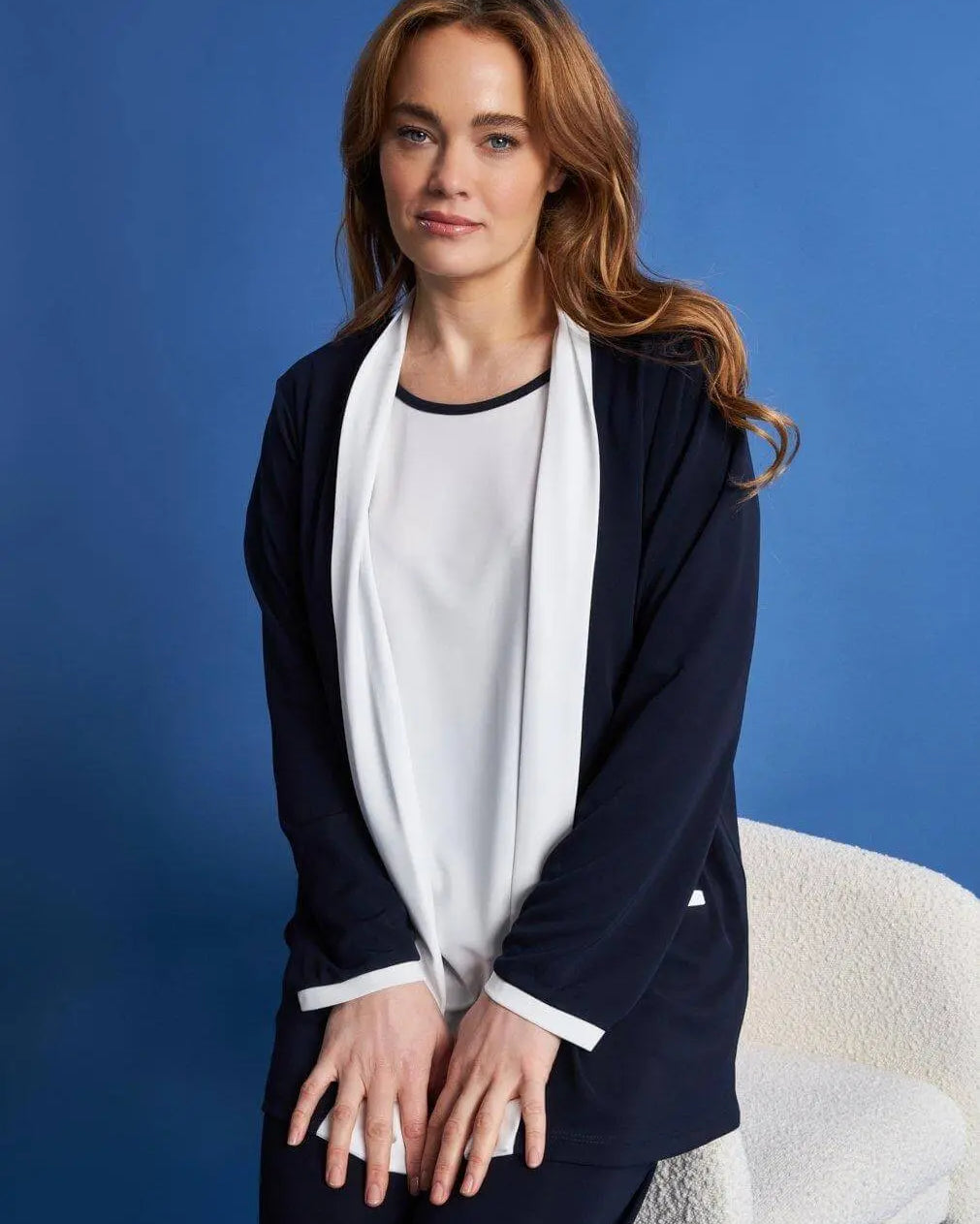 Twin set in jersey elasticizzato con profili a contrasto BLU DORABELLA PIU'