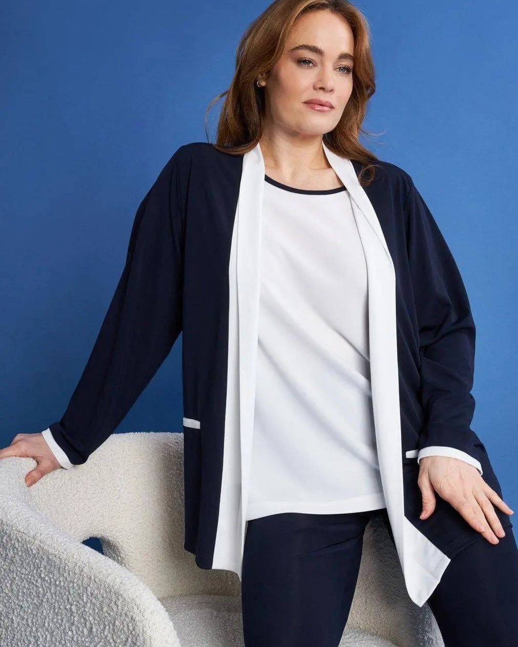 Twin set in jersey elasticizzato con profili a contrasto BLU DORABELLA PIU'