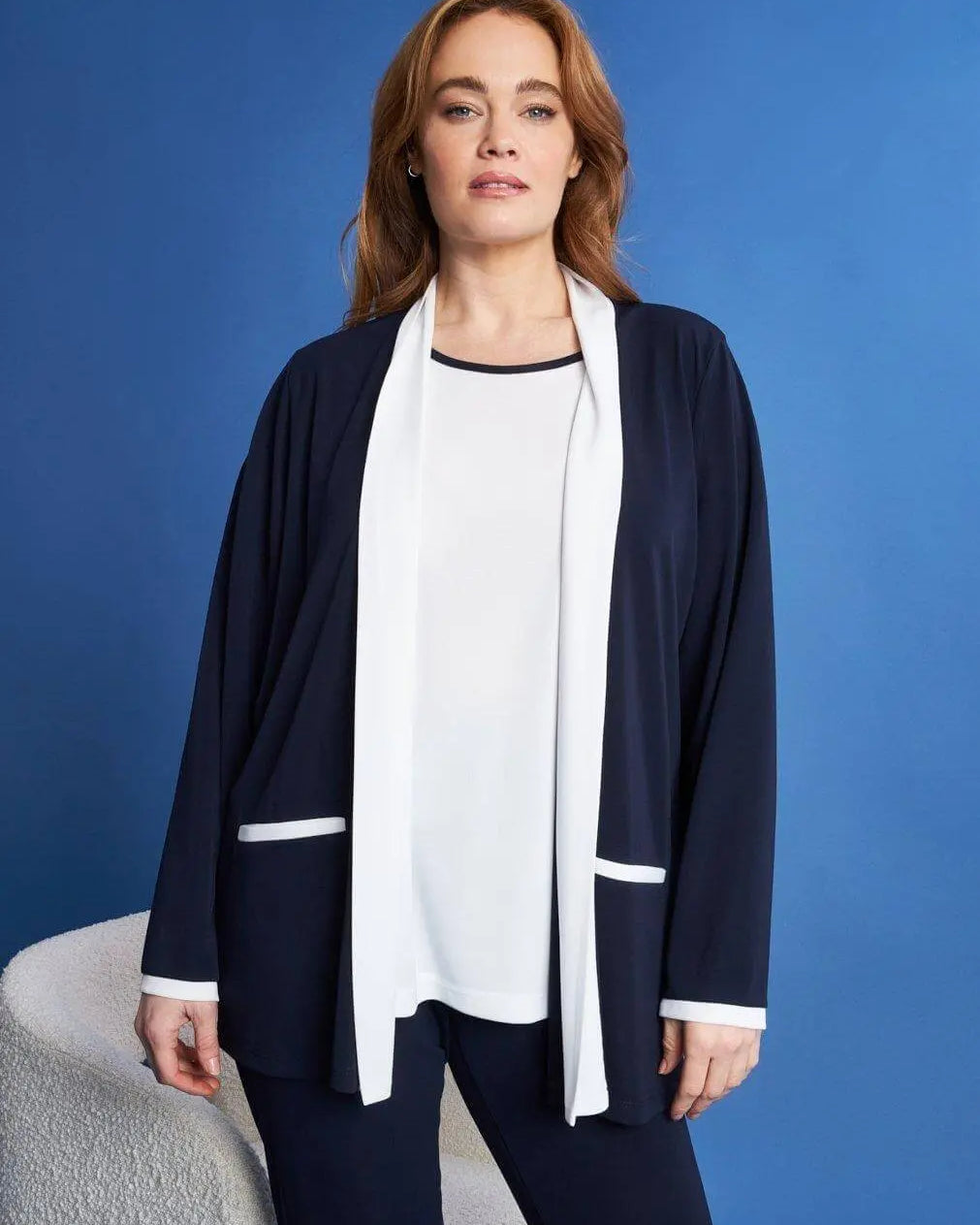 Twin set in jersey elasticizzato con profili a contrasto BLU DORABELLA PIU'